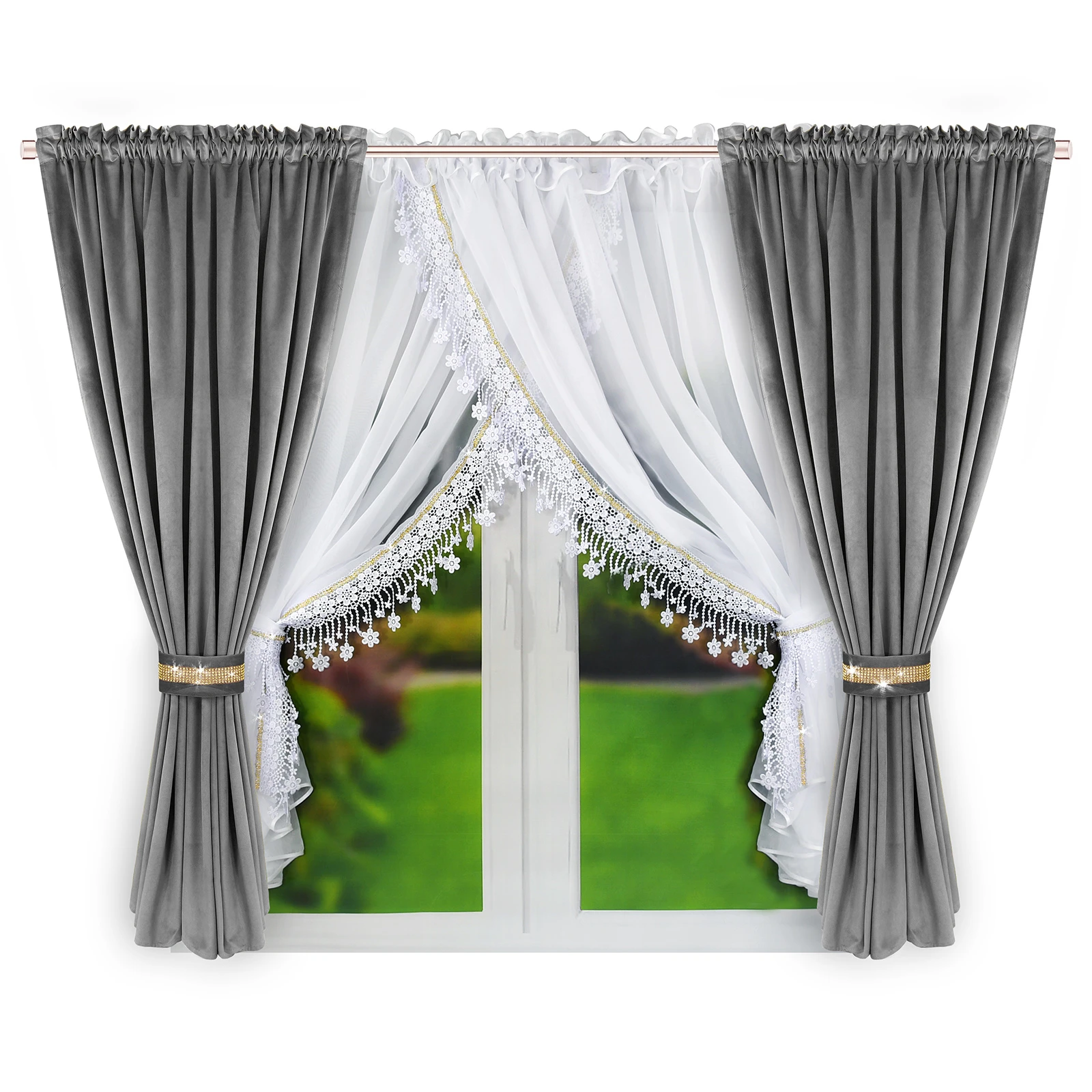 Flying Blackout Curtains 3 Panels for Living Room, Soft Elegant Curtains Rod Pocket Thermal Insulated Drapes for Bedroom