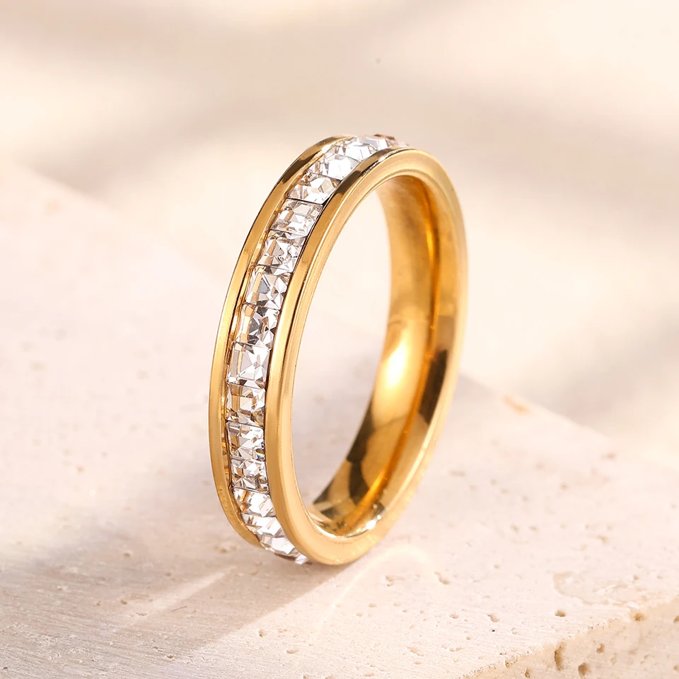 5pcs Women's Stackable Rings Set, Sparkling Zircon