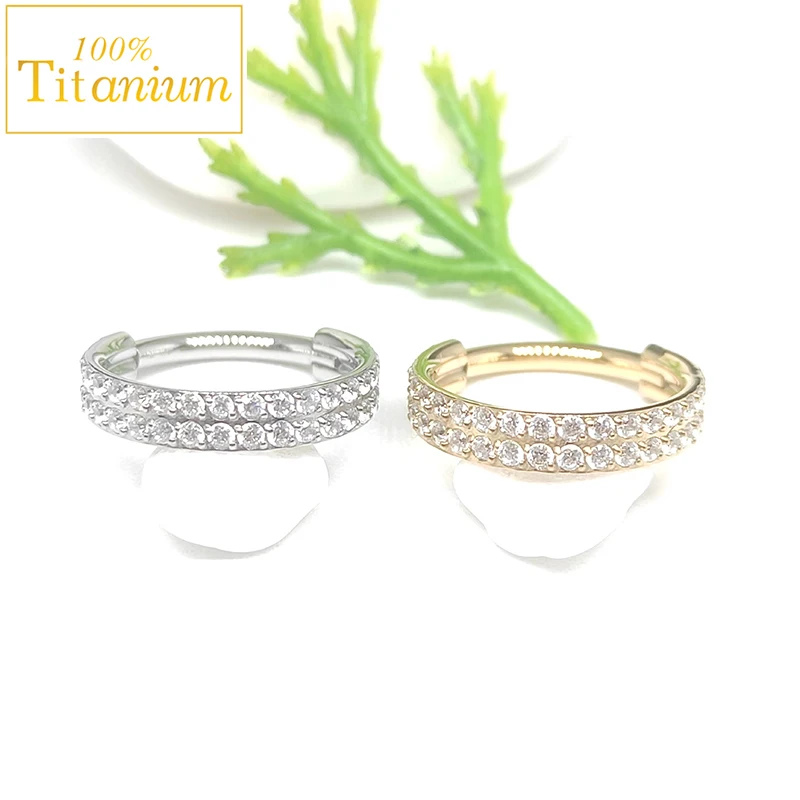 G23 Titanium Double Layered Hinged Nose Ring Helix Cartilage Piercing CZ Cartilage Septum Clicker High Segment Hoop Body Jewelry