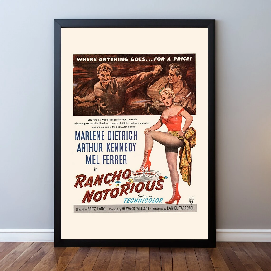ملصق فيلم ريترو - ملصق فيلم مارلين ديتريش - فيلم رانشو السمعة إعلان ريترو كيتش ملصق الفيلم إعلان الخيال اللب