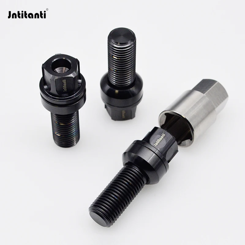 Jntitanti Gr5 Titanium Ti-6Al-4V Anti-theft Ball Seat Washer Wheel Bolts M14x1.5x28/30/35/40/45MM for VW AUDI