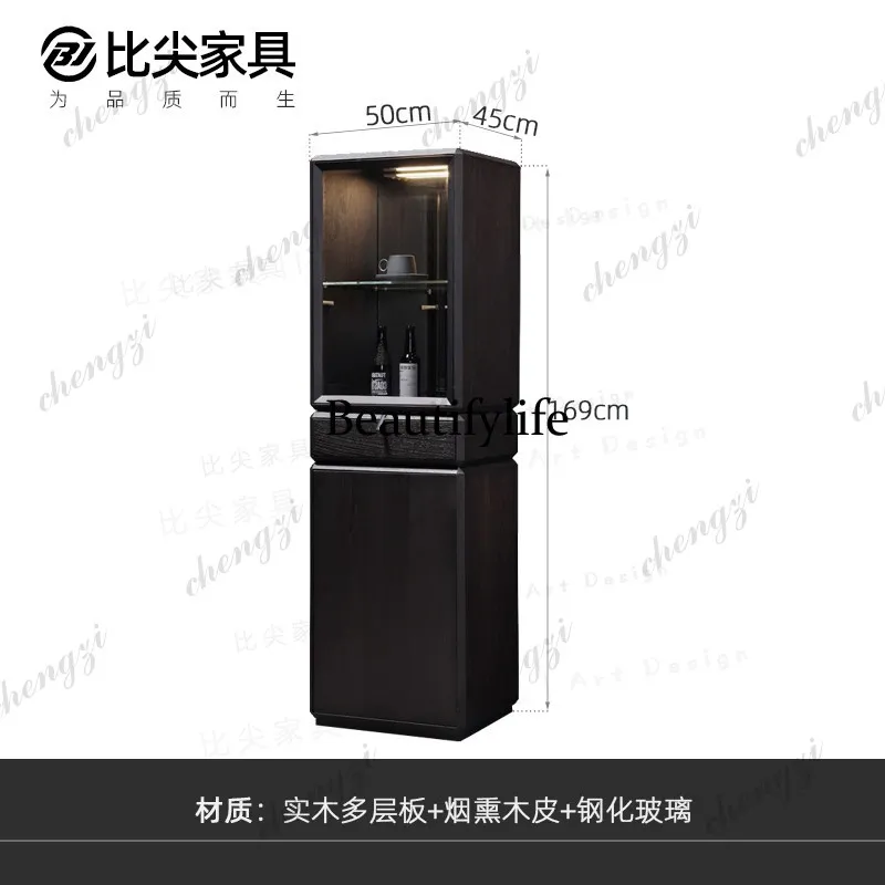 Italian-style decorative wine cabinet, display cabinet, living room storage sideboard, solid wood study room rotating bookshelf