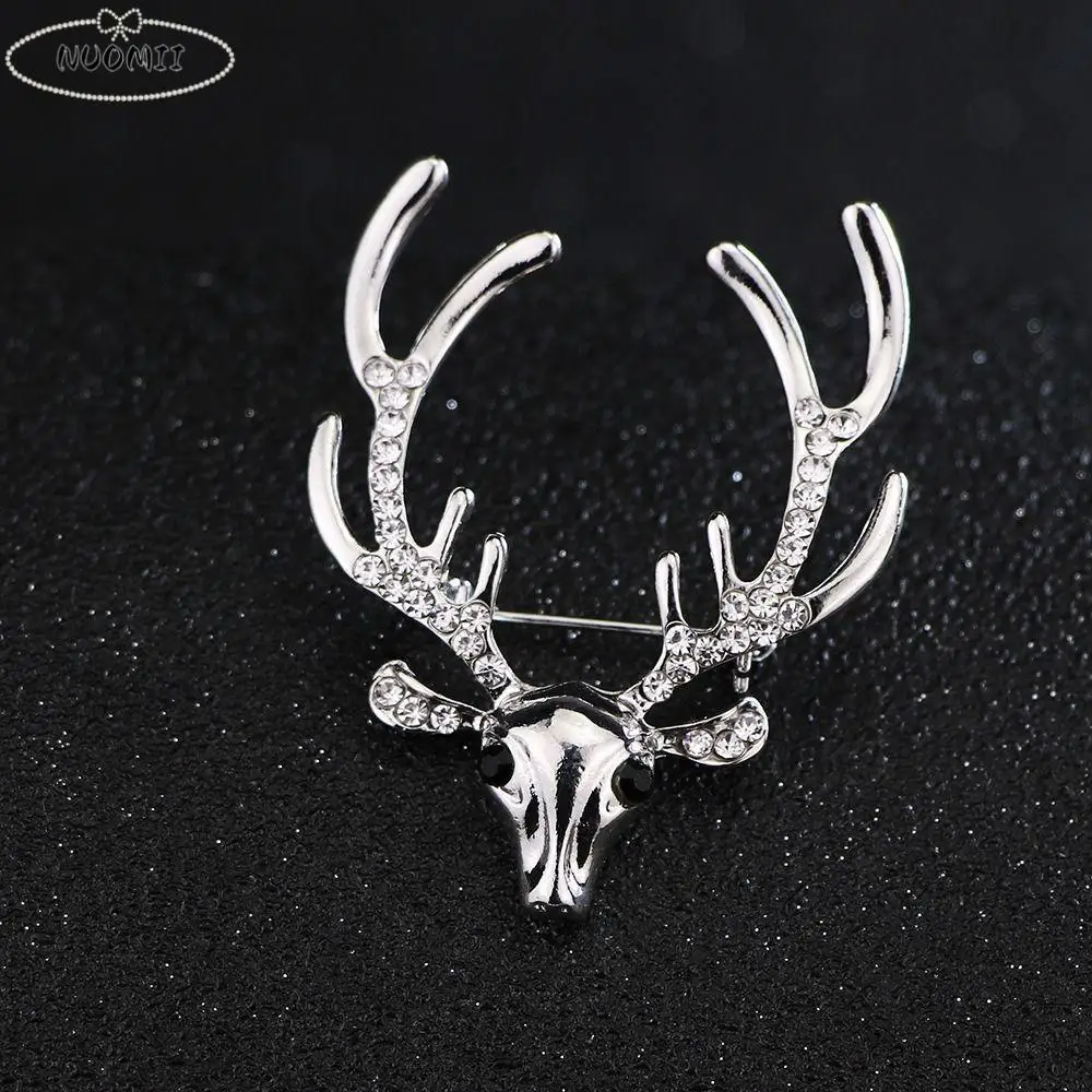 فريد الحيوان الأيائل رئيس بروش حجر الراين التلبيب دبوس عيد الميلاد شارة الملابس والاكسسوارات والمجوهرات الغزلان بروش معدني الأولاد