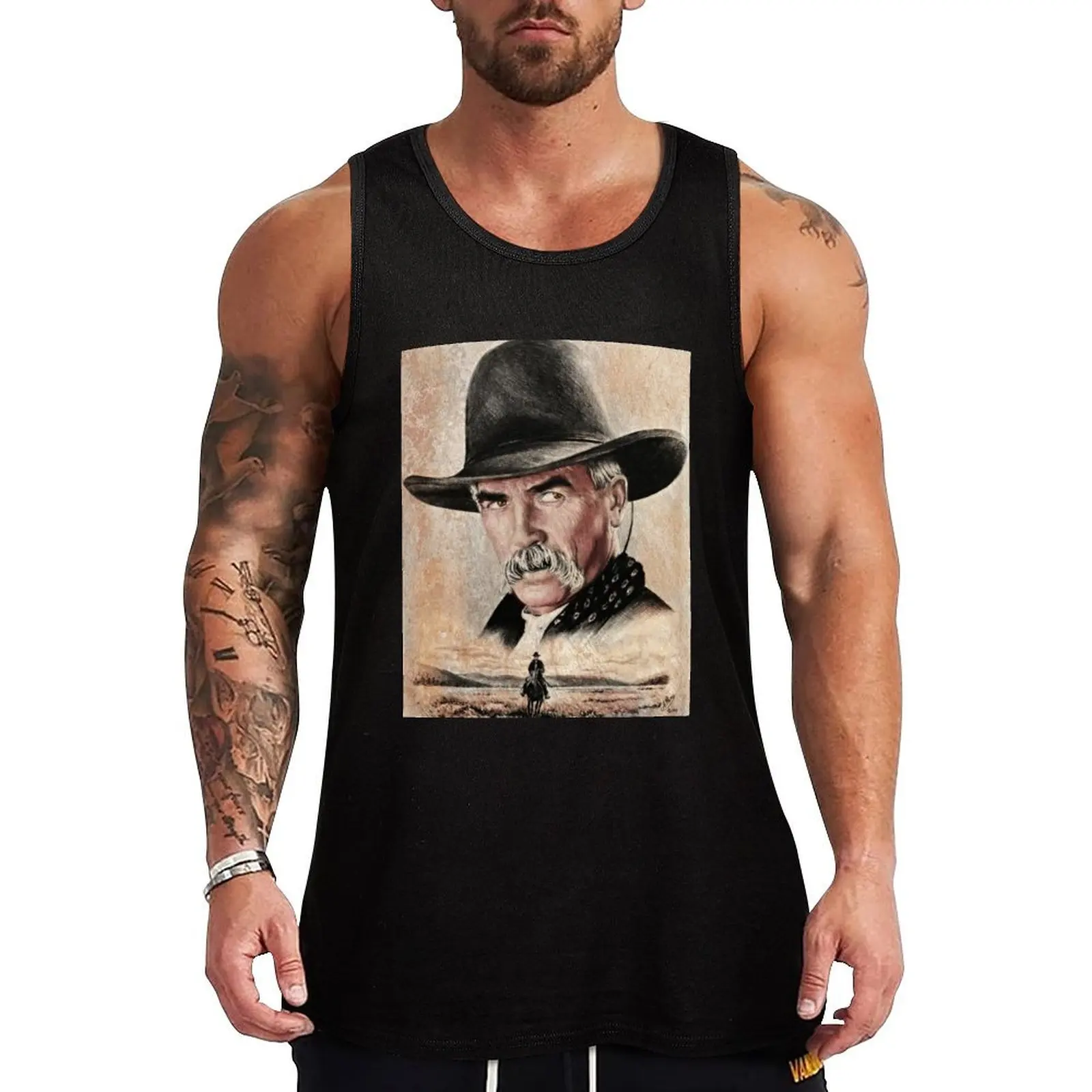 

The Lone Rider sepia Tank Top Men gym sportswear Bodybuilding shirt gym clothes man gym for men