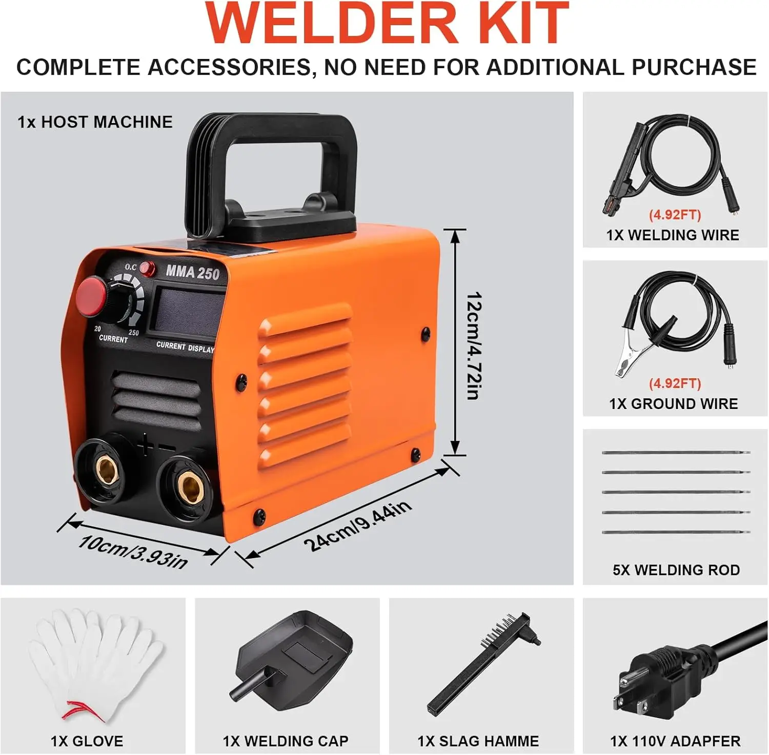 Mini Welding Machine, Upgraded Welder Machine 110V, Portable Stick Welder MMA-250A, IGBT Inverter Welder with Hot Start