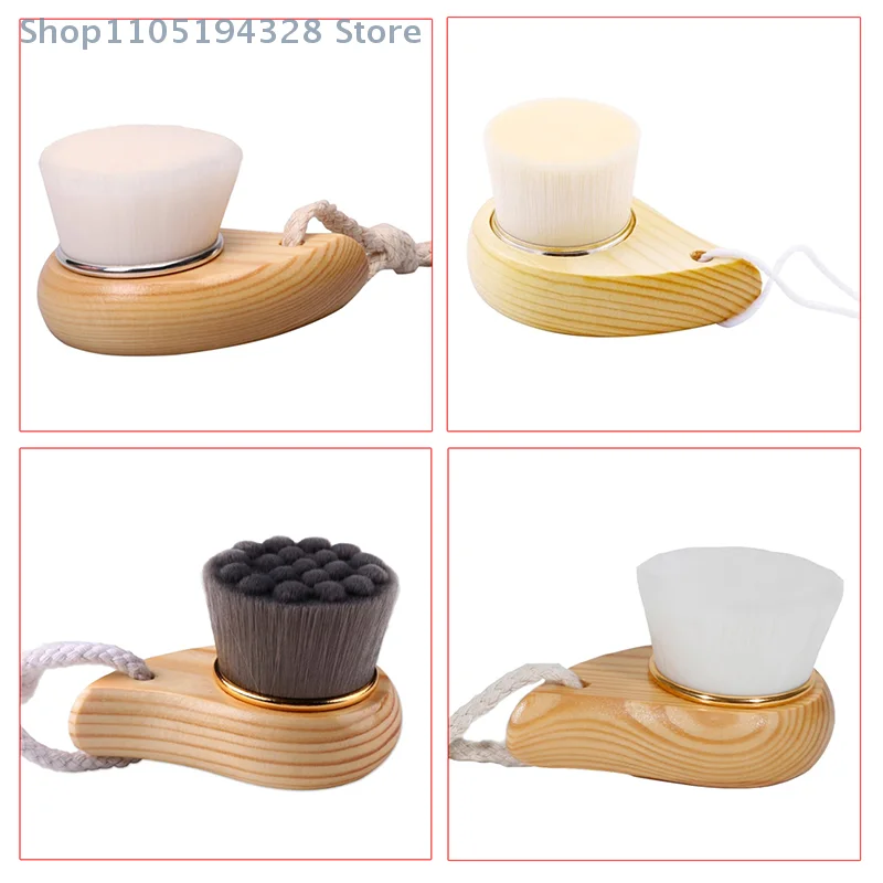 [MP] Drewniana szczoteczka do oczyszczania twarzy z miękkim włosiem do głębokiego usuwania zaskórników i delikatnego złuszczania