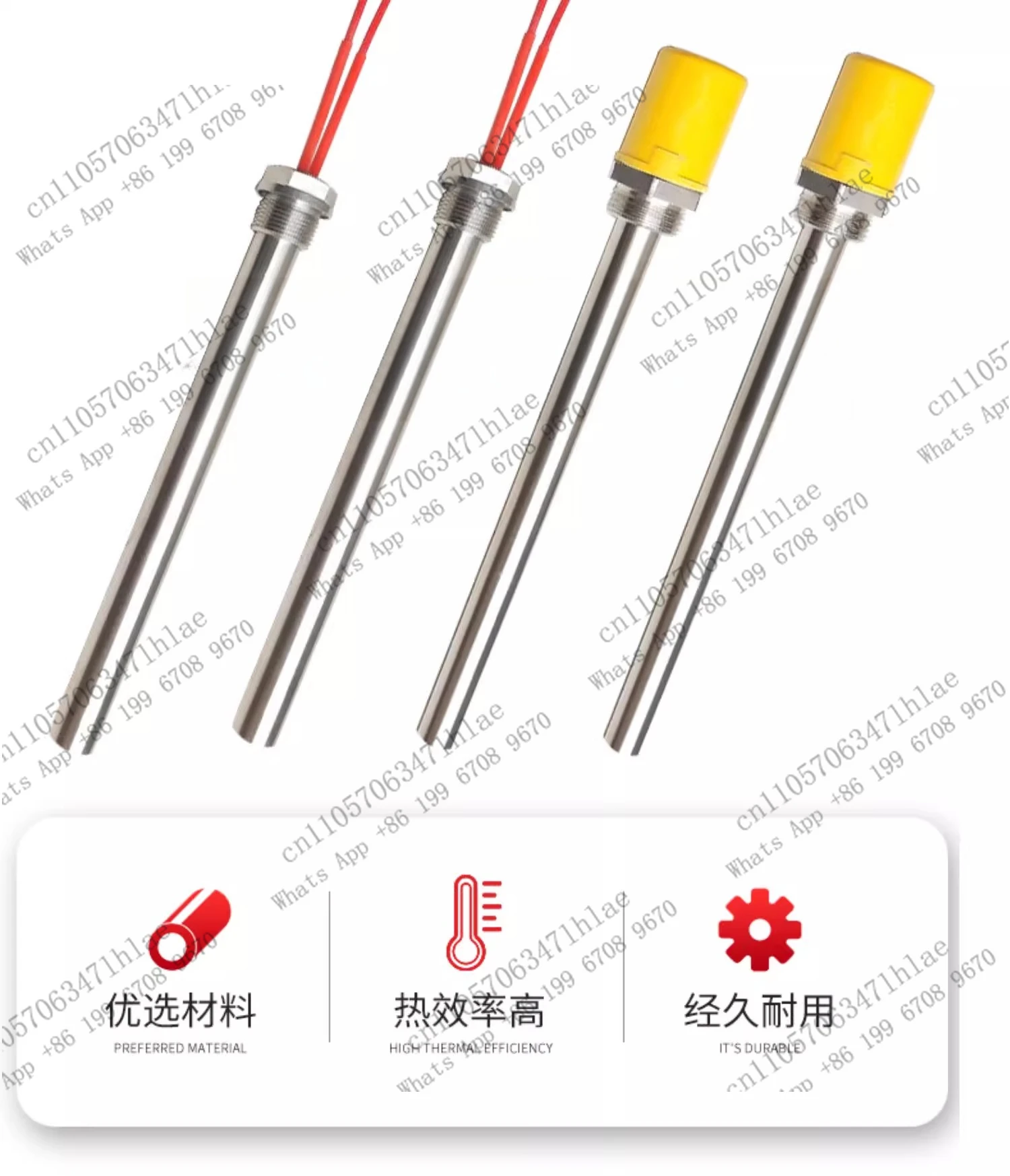 1pcs Threaded Single-Head Heating Pipe Quarter Thread Length 100MM~400MM Radiator Heating Rod