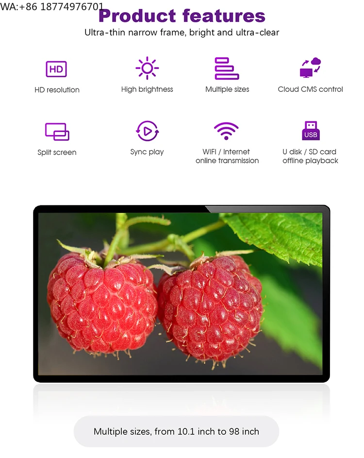 

21.5 32 Inch Digital Signage Player 4k Indoor Video Wall Screen Wall Lcd Advertising