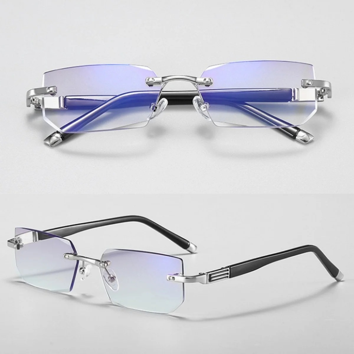 

2pcs Men Women Rimless Reading Glasses Anti Blue Light Eyewear Presbyopic Eyeglasses 0 ~ +400