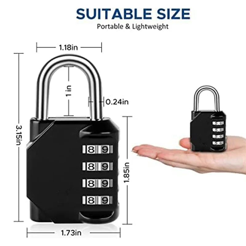 2Pcs 4-Digit Combination Padlock For Sports Lockers, Fences, Tool Boxes And Buckle Cabinets Durable