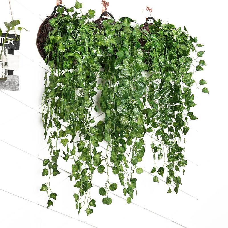 Planta Artificial Pendurada na Parede, Endro Verde, Folhas de Videira, Batata Doce, Uva, Begônia, Flor Falsa, Casamento, Decoração de Natal, 90cm