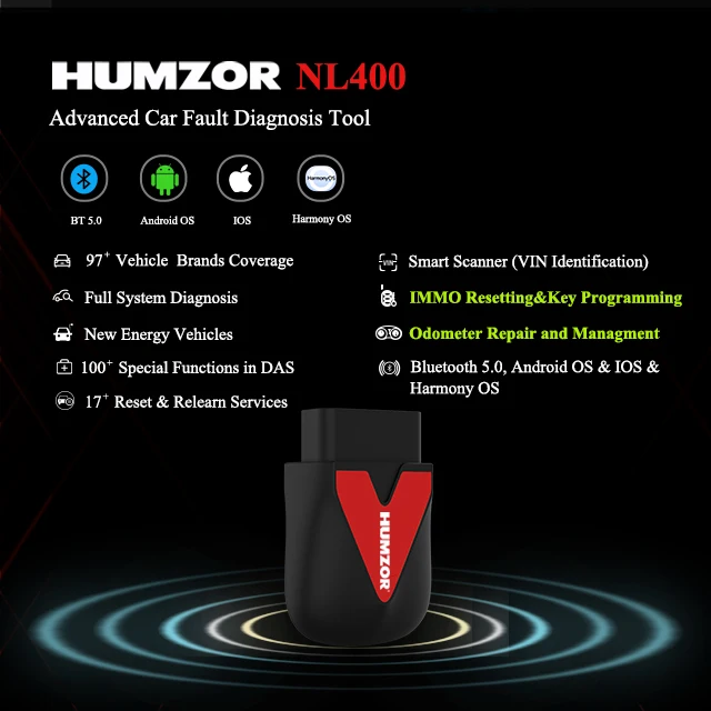 Humzor NexzLink NL400 Car Scanner Blue-tooth5.0 Key Programming Fault Diagnostic Tool