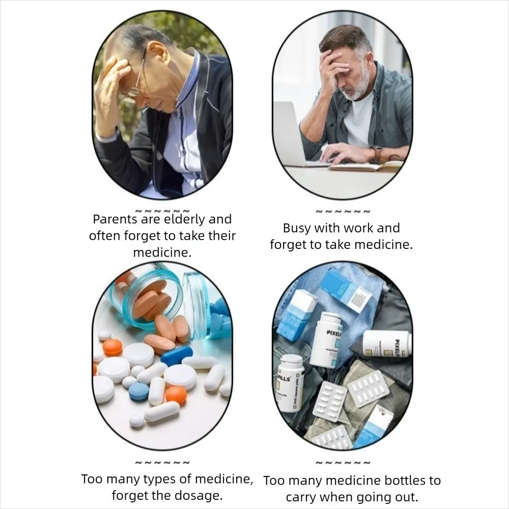 

14 Grid Weekly Pillbox Tablet Holder 7 Days Double-Layer Pill Storage Box with Compartments Leak-Proof Medicine Splitter Box