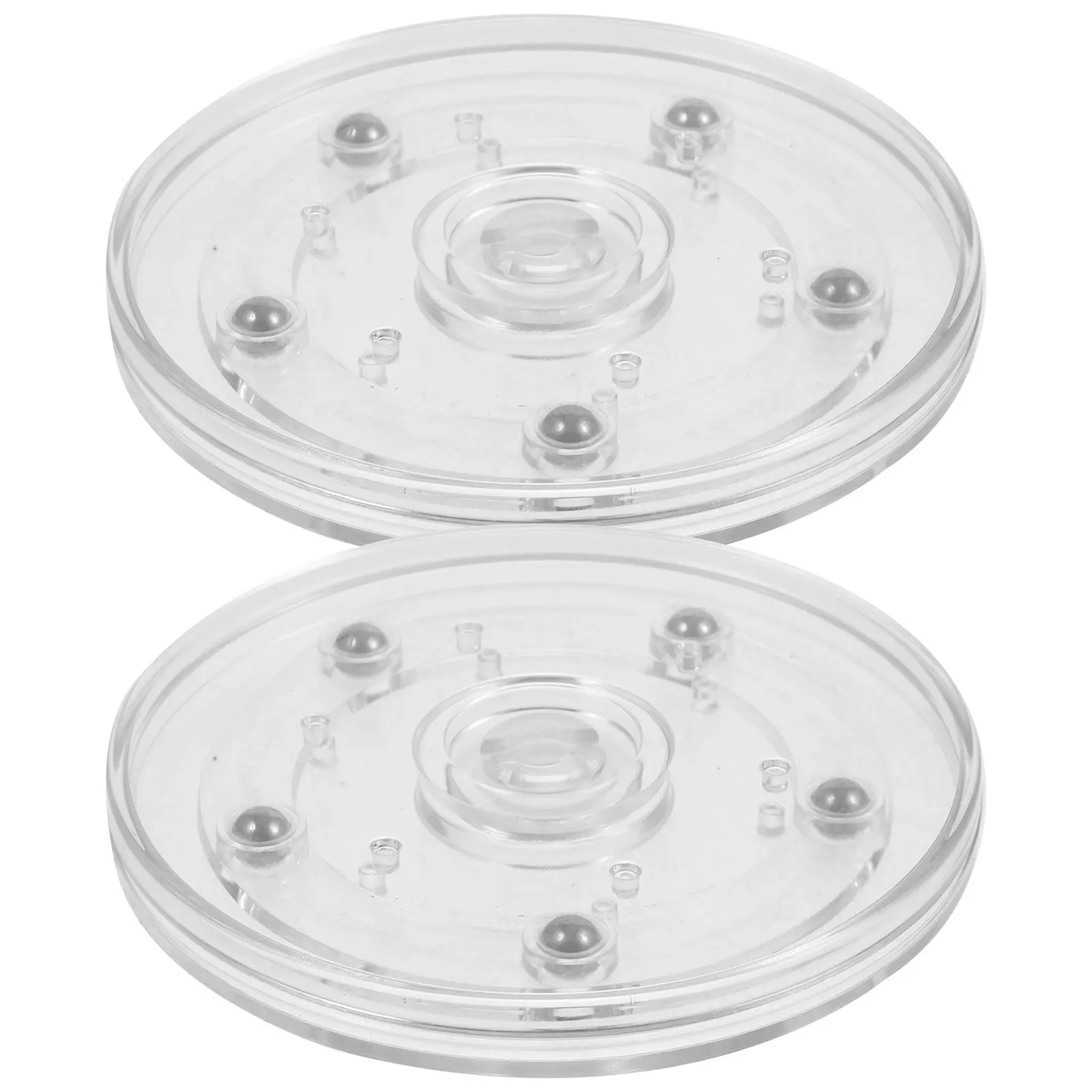 2Pcs Clear Acrylic Turntable 360-Degree Rotating Desktop Organizer for Condiments Spices Bonsai Flower Arrangement Kitchen