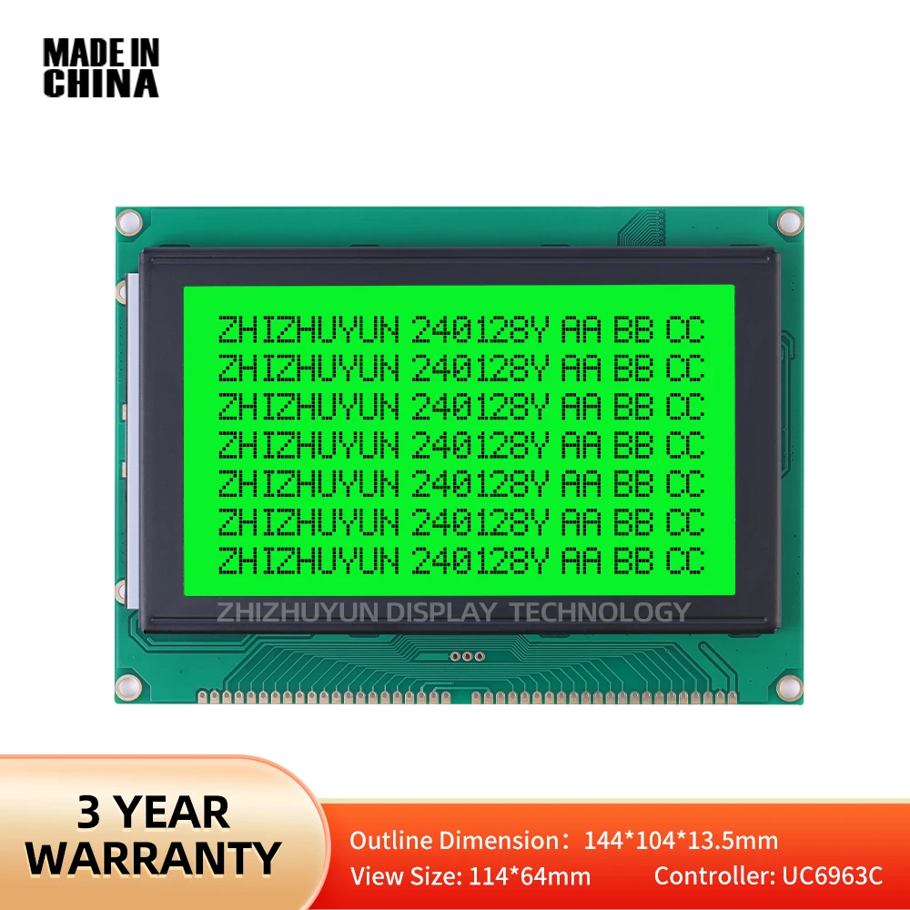 LCD240128Y szmaragdowo-zielone, jasnoczarne znaki graficzne z matrycą punktową 240*128 moduł LCD monochromatyczny moduł ekranowy LCM