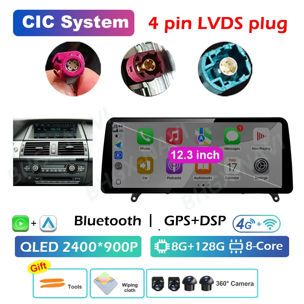 CCC CIC Systeem Carplay voor BMW X5 E70 X6 E71 2008 2009 2010 2011 2012 2013 Android 15 DSP Stereo Auto Multimedia Radio Speler BT