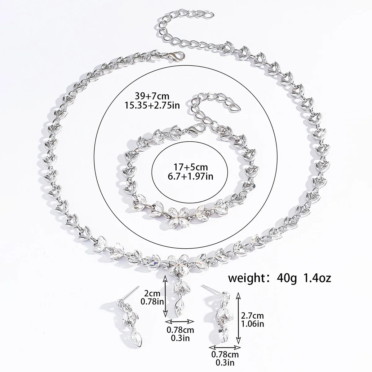 High-end bridal earrings, collar necklace, leaf waterdrop set, wedding dress, banquet accessories