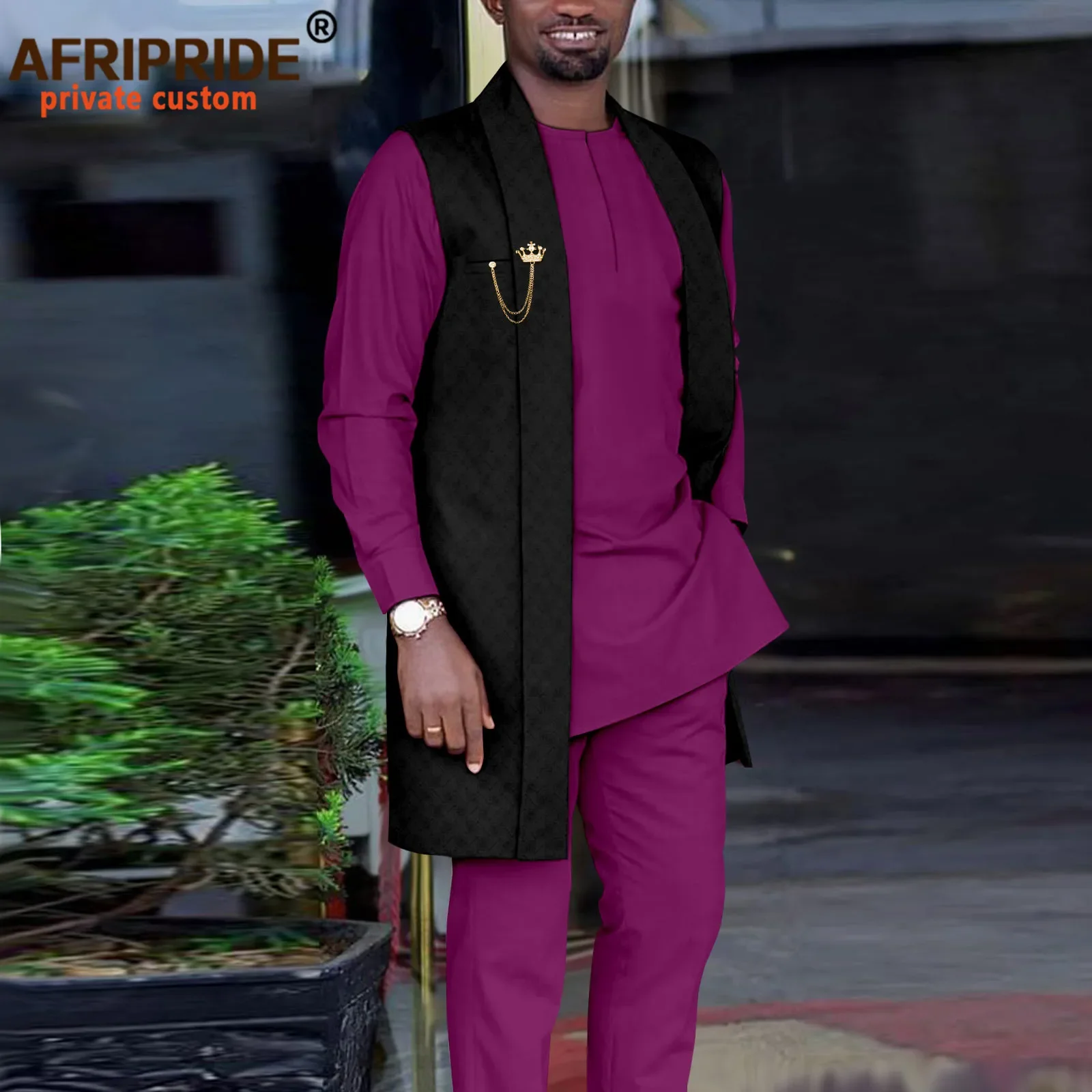 African Clothing for Men Print Jacket Dshiki Shirts and Ankara Pant 3 Piece Set Traditional Clothes Tribal Outfits A2216140