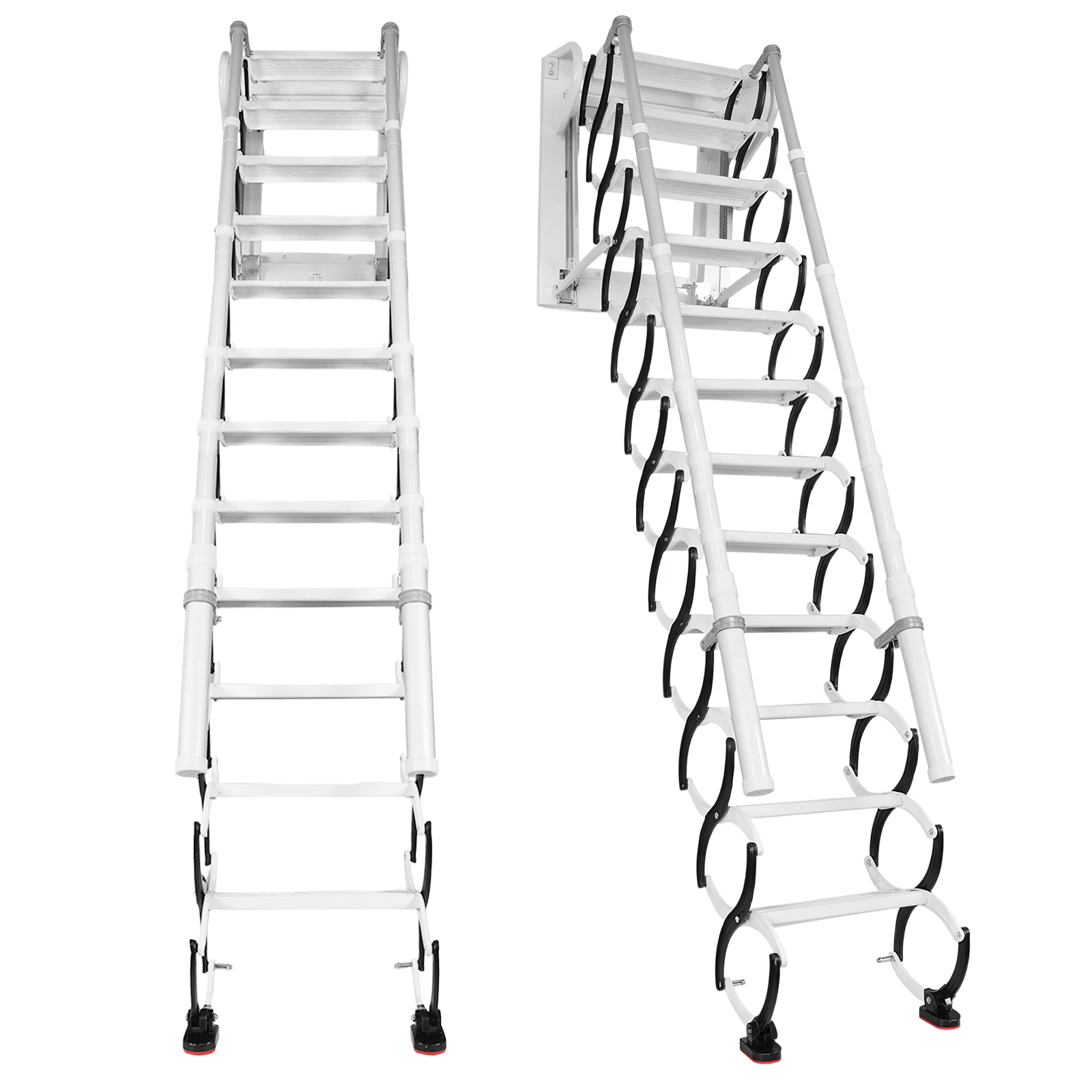 Wall-Mounted Folding Stairs Telescopic Attic Ladder (12 Steps 3.05-3.5M)