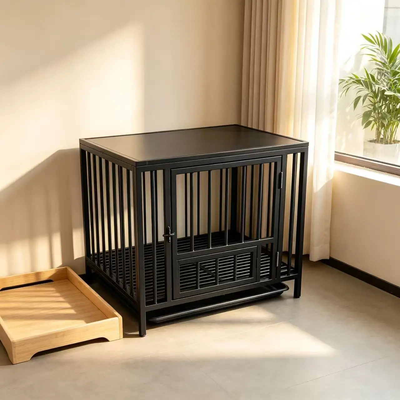 Large and medium-sized kennel cage indoor wheeled removable pet separation toilet cage