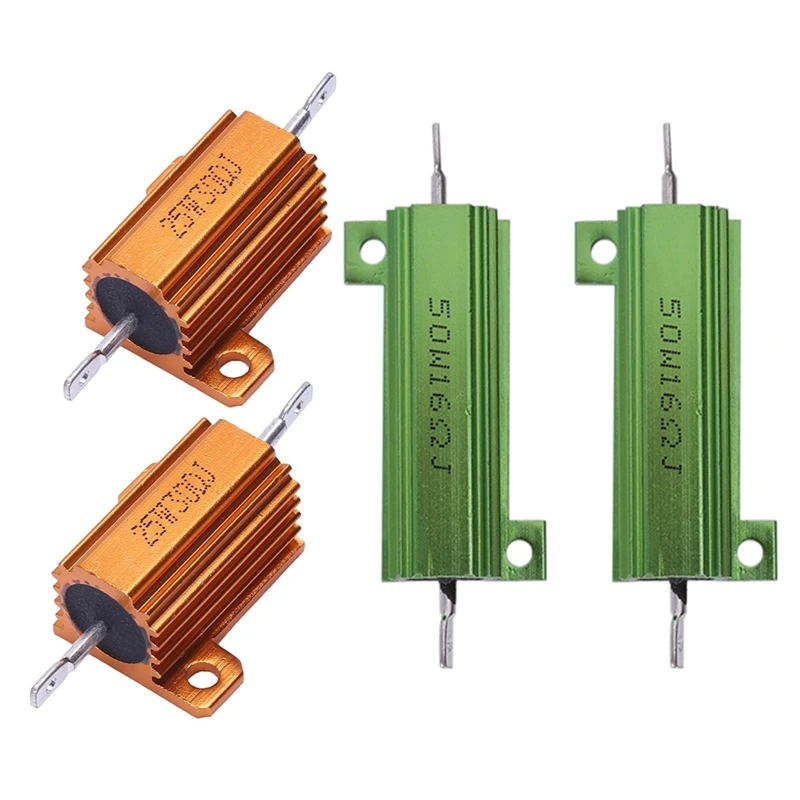 4Pcs Chassis Mount Green Wirewound Aluminium Housed Resistor - 2 Pcs 50W 16 Ohm & 2 Pcs 25W 30 Ohm