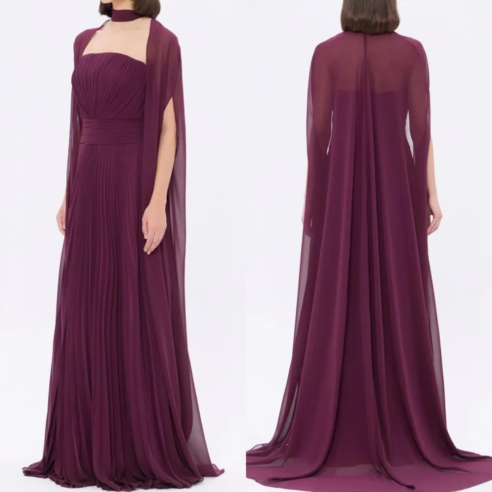 

Customized Matching Fashion Chiffon Pleat Ruched Draped A-line Strapless Long Dresses Bespoke Occasion Dresses Sizes Available