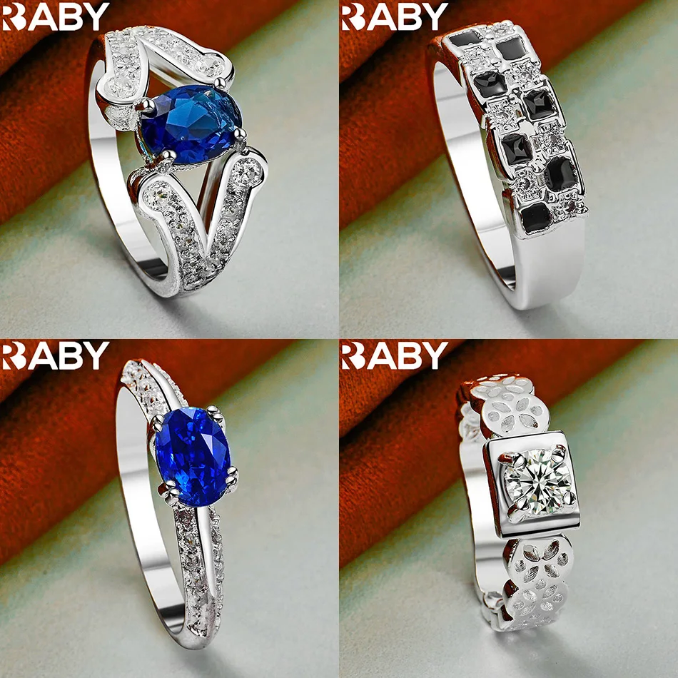 

URBABY 925 Sterling Silver Size 7-10 Zircons Geometric Ring For Women Men Grace Jewelry Trend Fashionable Birthday Party Gifts