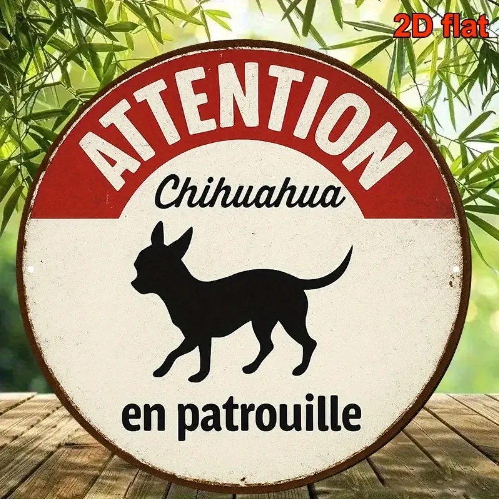 1pc French Bulldog Chihuahua Warning Tin Sign Vintage Metal Plaque 8x12 Inch Wall Art Decor for Pet Store
