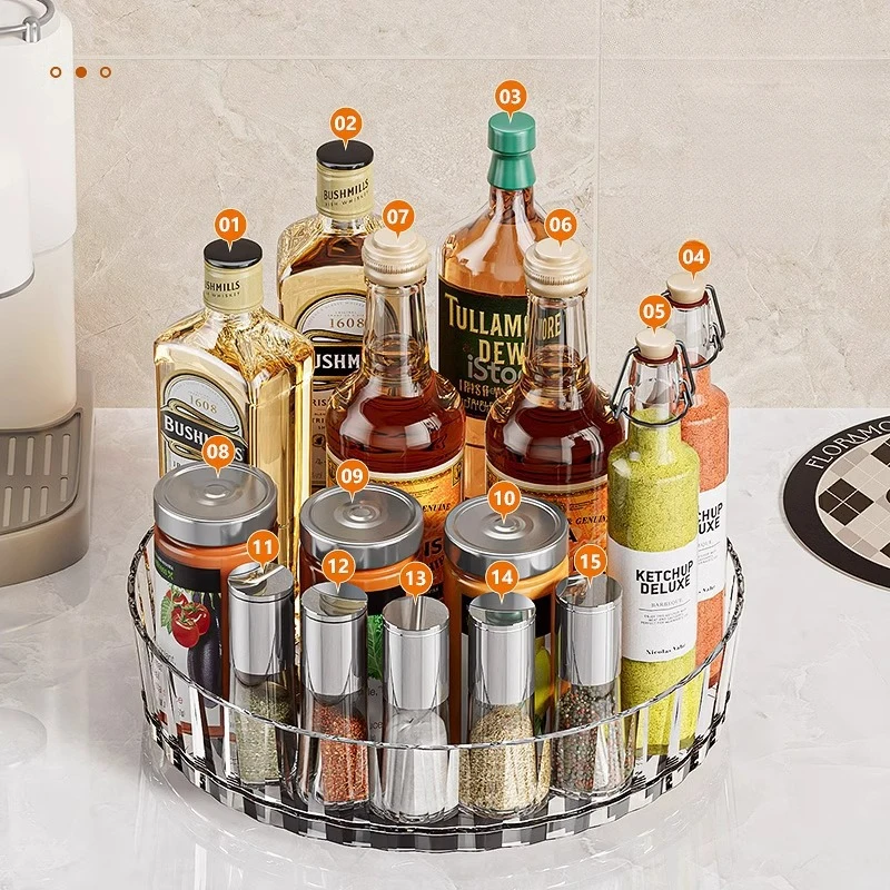 Drehbares Küchenregal, multifunktionaler Desktop-Organizer für Kosmetik und Gewürze, Aufbewahrungsbox für den Eingangsbereich.