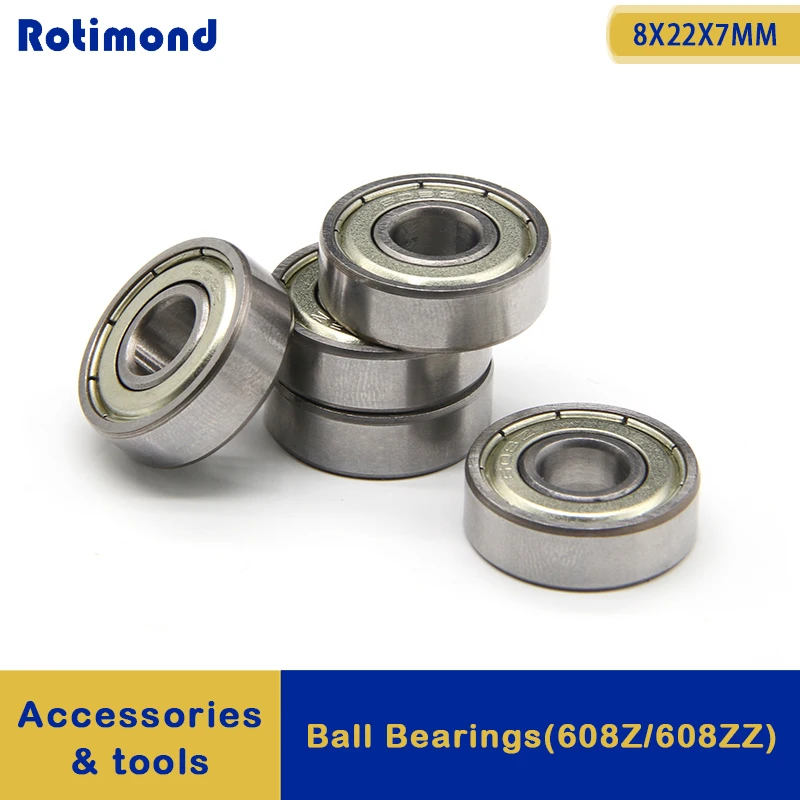 Ball Bearings 608Z 608ZZ Deep Groove 8x22x7mm ABEC-7 Mini Ball Bearing Carbon Steel for Skateboard Scooter 3D Printer Parts