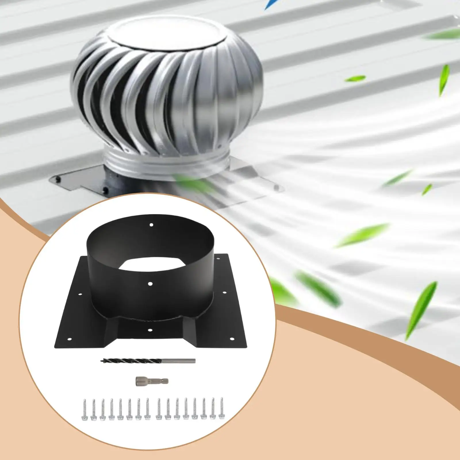Container Roof Ventilation Adapter 8 Inch Carbon Steel Seal Corrugated Openings Reduce Condensation for Roof Vent Cover