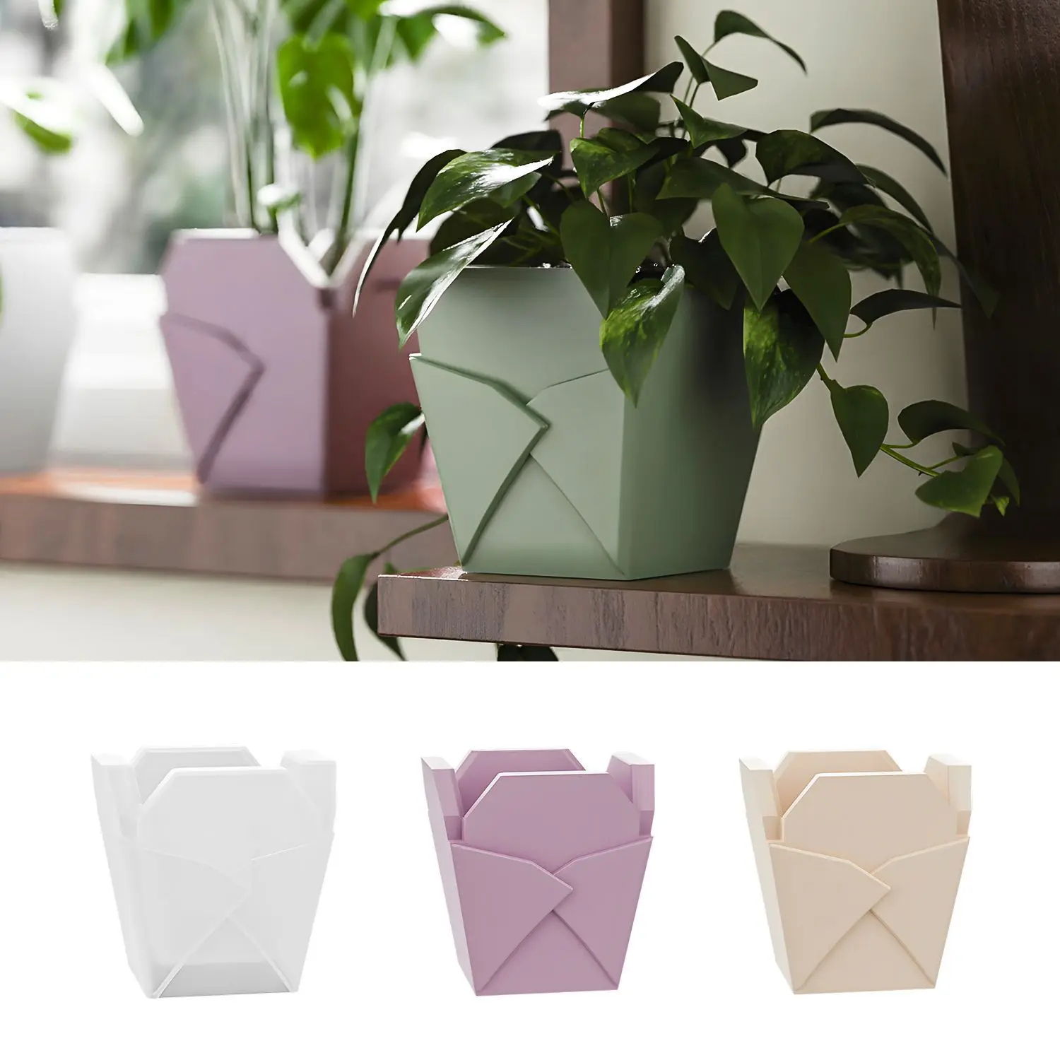 

2026 New DIY Resin Molds Origami Planters Succulent Pots Ornaments Silicone Mould Plaster Candles Storage Home Decorations Molds