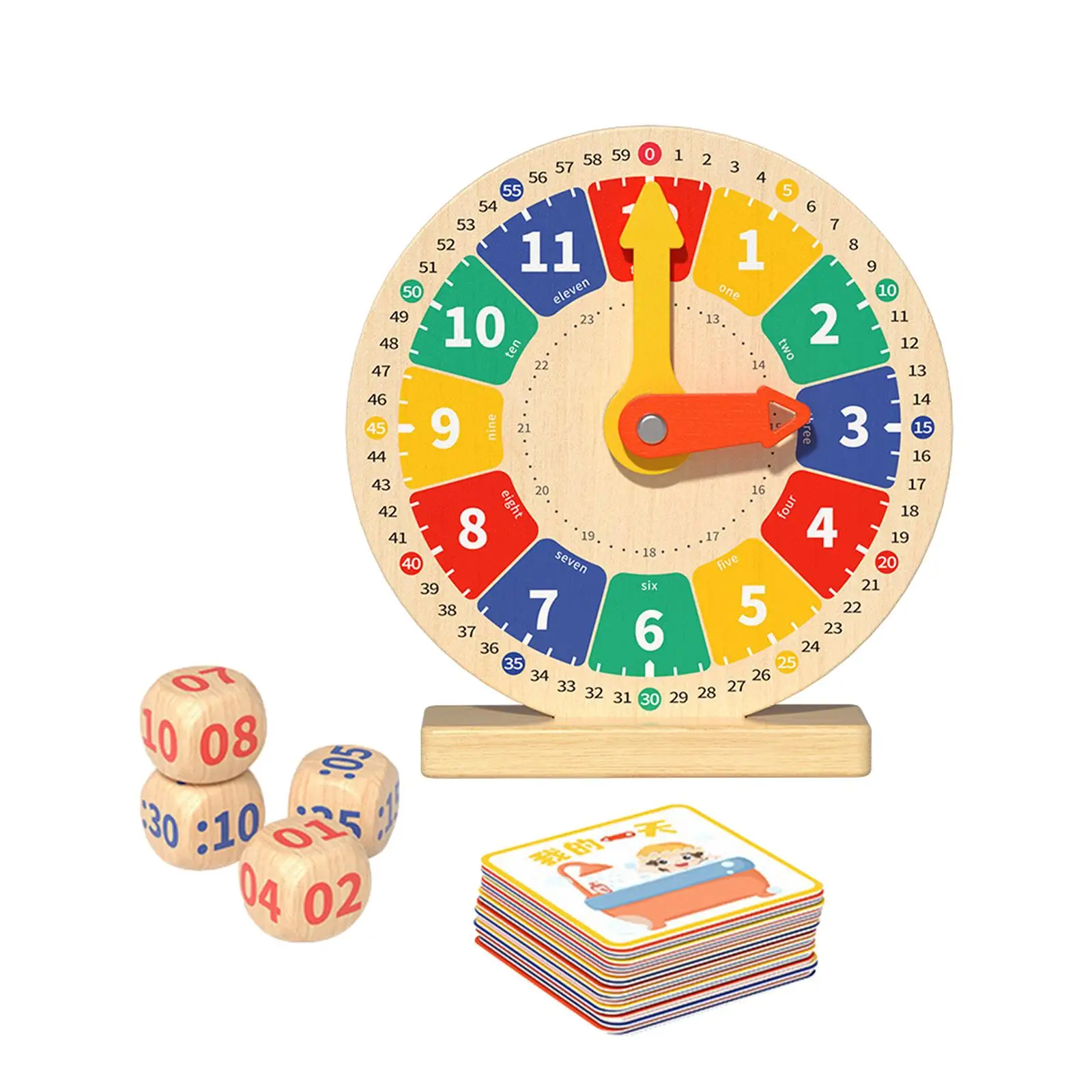 Giocattolo Montessori con carte orologi didattici per bambini per orologi da sala giochi pratica forniture Homeschool Kindergartner ragazzi e ragazze