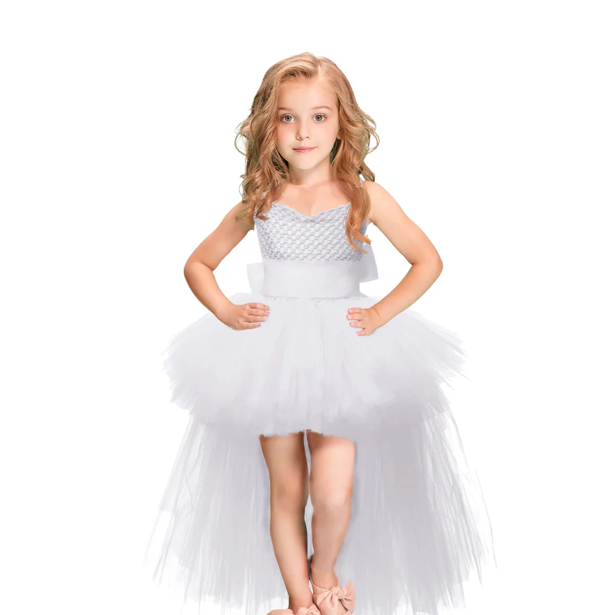 Fancy Kids Dresses for Girls Unicorn Black Girls Tutu Dress Tulle V-neck Train Girl Evening Birthday Party Dresses