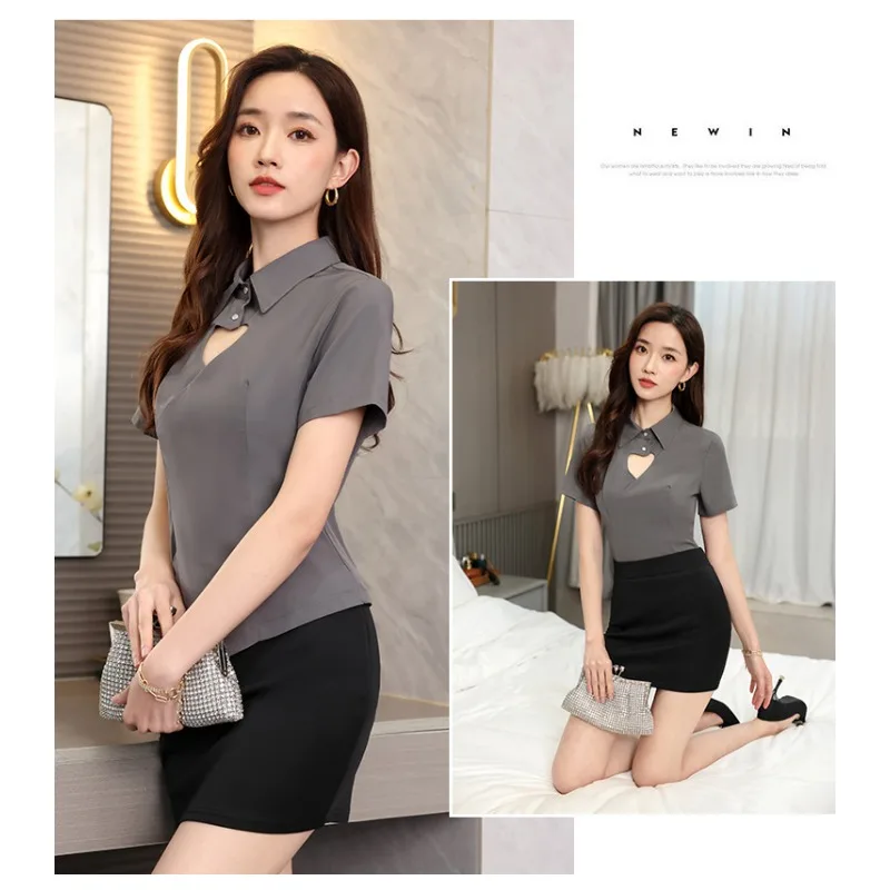 Princess Versatile Sexy Clothing Casual Foot Bath Skills Work Clothes Hotel Front Desk Short Sleeve Massage Foot Therapy Shop