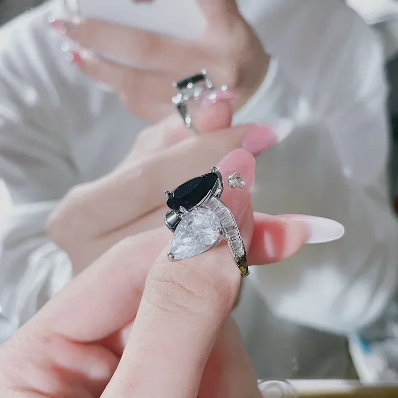 MDL Moissanit1 نمط الأصلي الحلو كول نمط ضوء فاخر اسم الدائري 18K سبج خمر تألق الأميرة الوردي الدائري