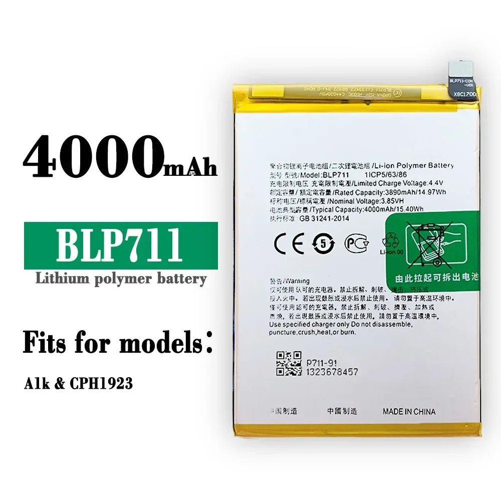 BLP711 Replacement Battery For OPPO A1K BLP-711 CPH1923 High Quality Mobile Phone 4000mAh Built-in Lithium New Batteries