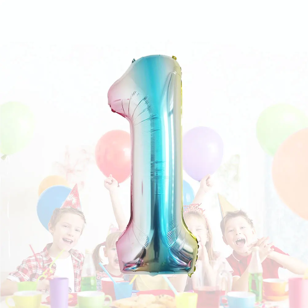

42inch Number Aluminum Film Balloon Gradient Color Stylish Foil Number Balloon for Birthday Wedding Party Decoration