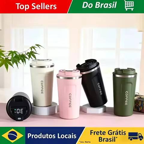 Copo Térmico Inteligente de Aço Inoxidável com Display LED de Temperatura, Garrafa Térmica a Vácuo Antivazamento para Viagem, Copo de Água para Carro