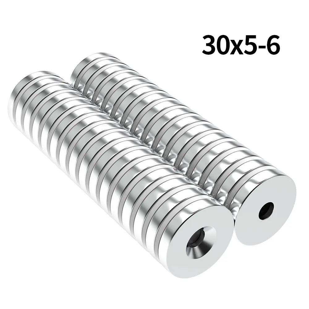 

30x5-6mm N35 Super Strong Neodymium Magnet Round with holes NdfeB Powerful Permanent Magnetic imanes Refrigerator Magnets