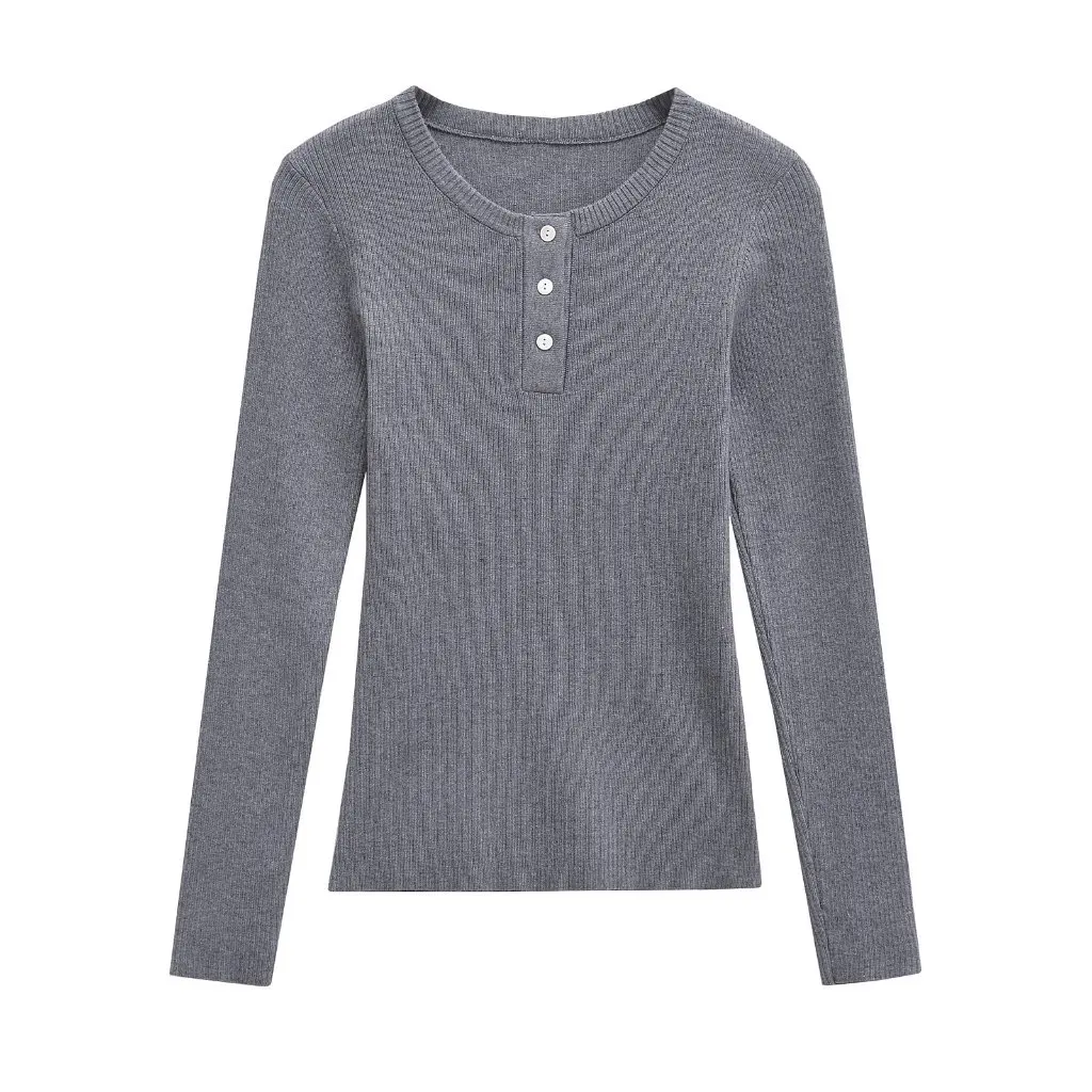 

Autumn Fashion Women's Long Sleeve Button up Thread Sweater Top Style G82584