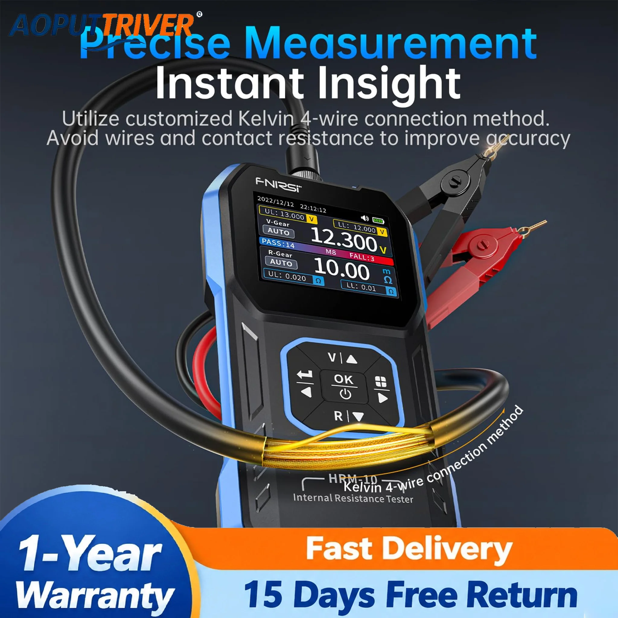 FNIRSI HRM-10 Battery Internal Resistance Tester 100V 200Ω True 4-Wire Kelvin 18650 Li-ion Lead Acid Car Battery Voltage Meter