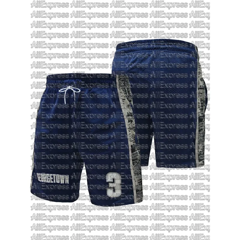 American Basketball Training Shorts for Men, Summer Deep Blue Letter Printed Quick Drying Loose Breathable Five Quarter Shorts