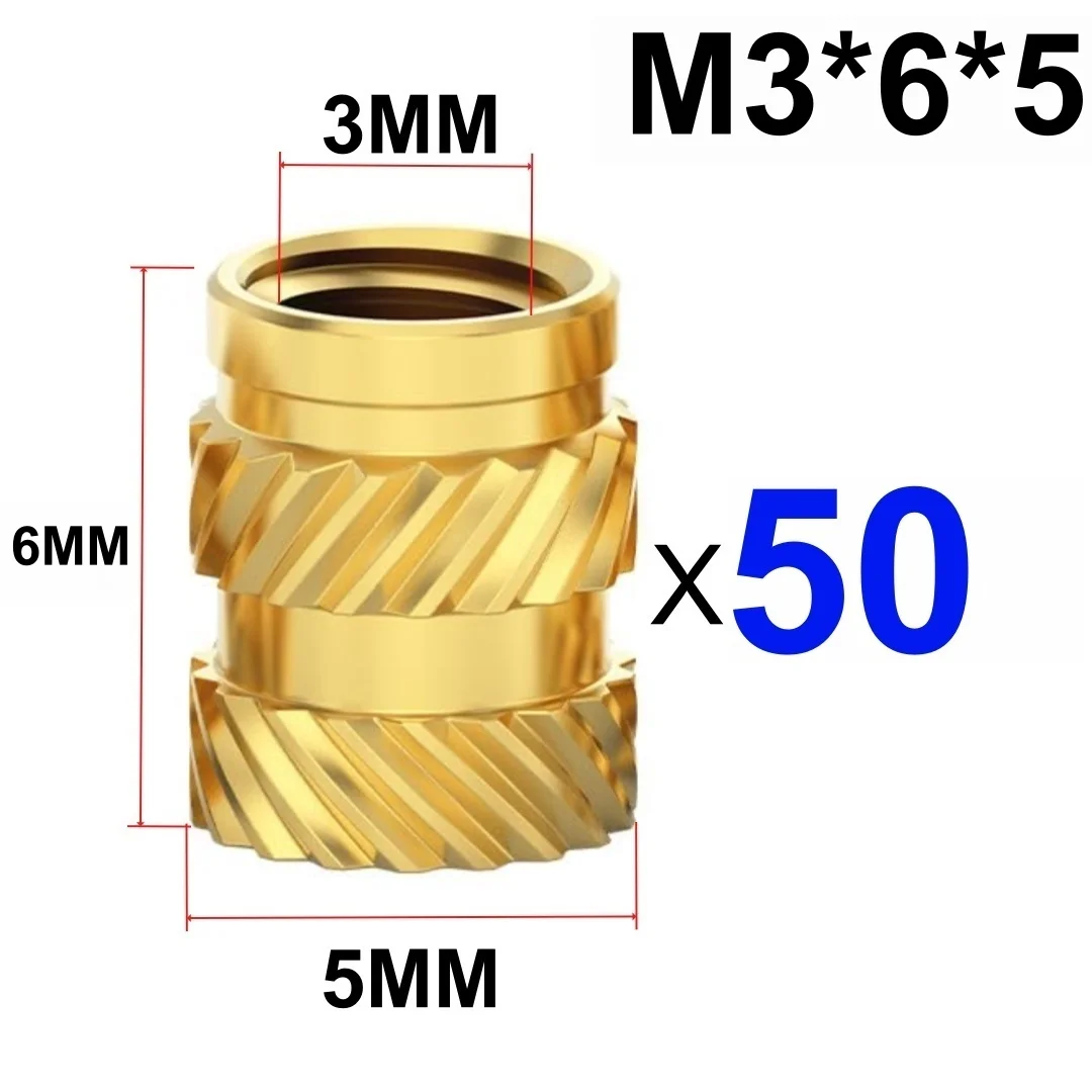50/100 Stuks Warmte Insert Inbedding Moer M3 M4 M5 Schroefdraad Gekartelde Messing Moeren Voor 3D Printer Voron 2.4 En anderen
