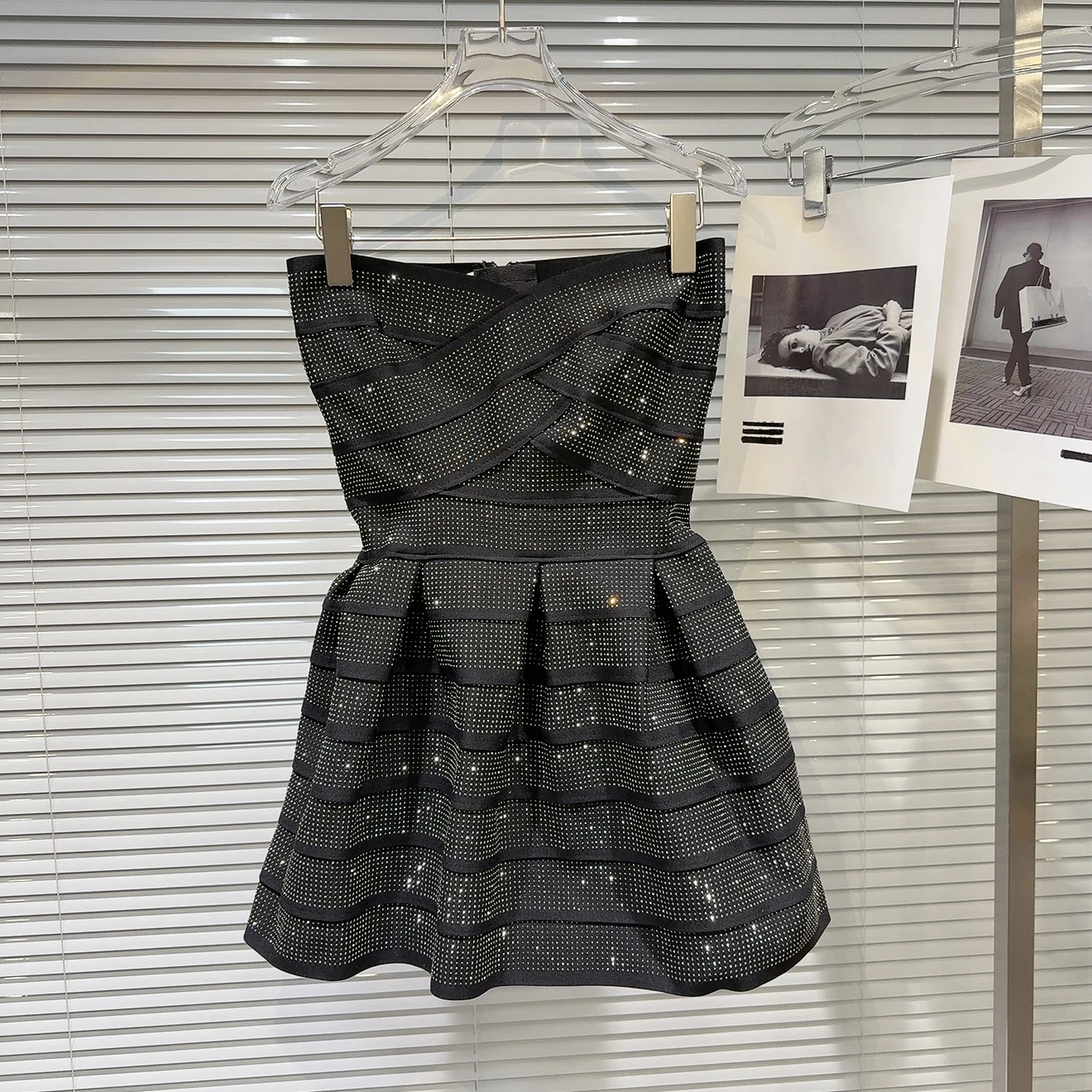 

2025 summer new heavy industry full star hot drill wipe breast skirt dress female y2k skirt