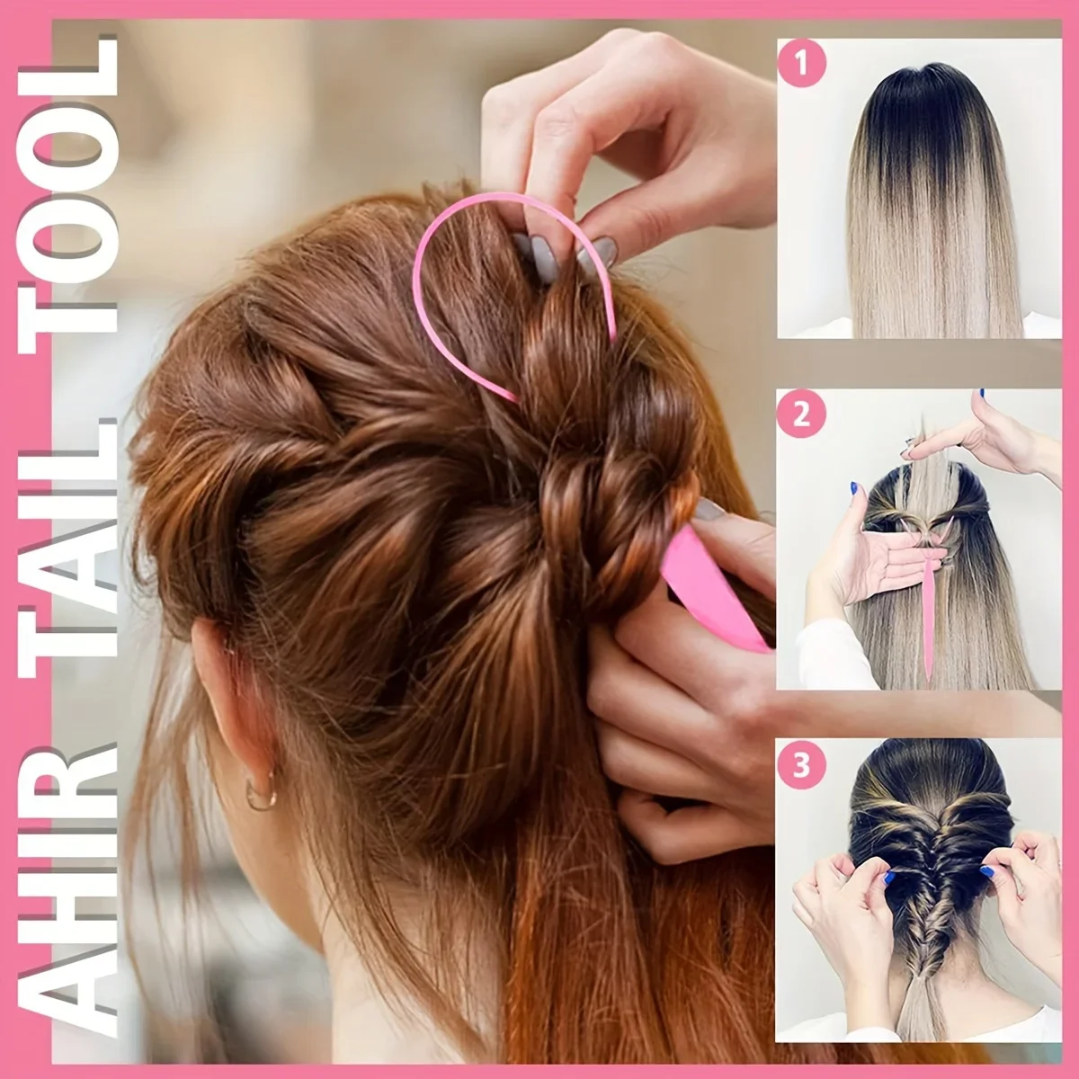 7pc/set Professional Hairdressing Kit Tool Includes Hair Brush Spray Bottle Rat Tail Comb Hair Braiding Loop Styling Accessories view 2