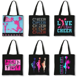 Lively Cheerleading Girls Printing Handbag Women Shopping Bags for Travel Birthday Party Bag Cheerleader Shoulder Bags Gift