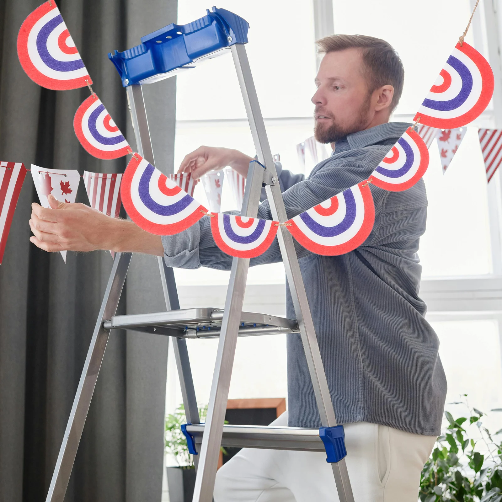 

1Set American Independence Day Banner Felt Patriotic Flag Garland Usa Bunting for National Holidays Outdoor Indoor Party