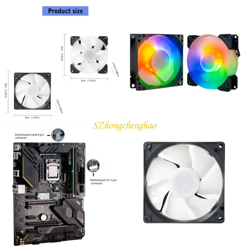 

90x90x25mm 12V PC Computer Chassis Cooling Fan Easy Installation ARGB 5V 3Pin 601D
