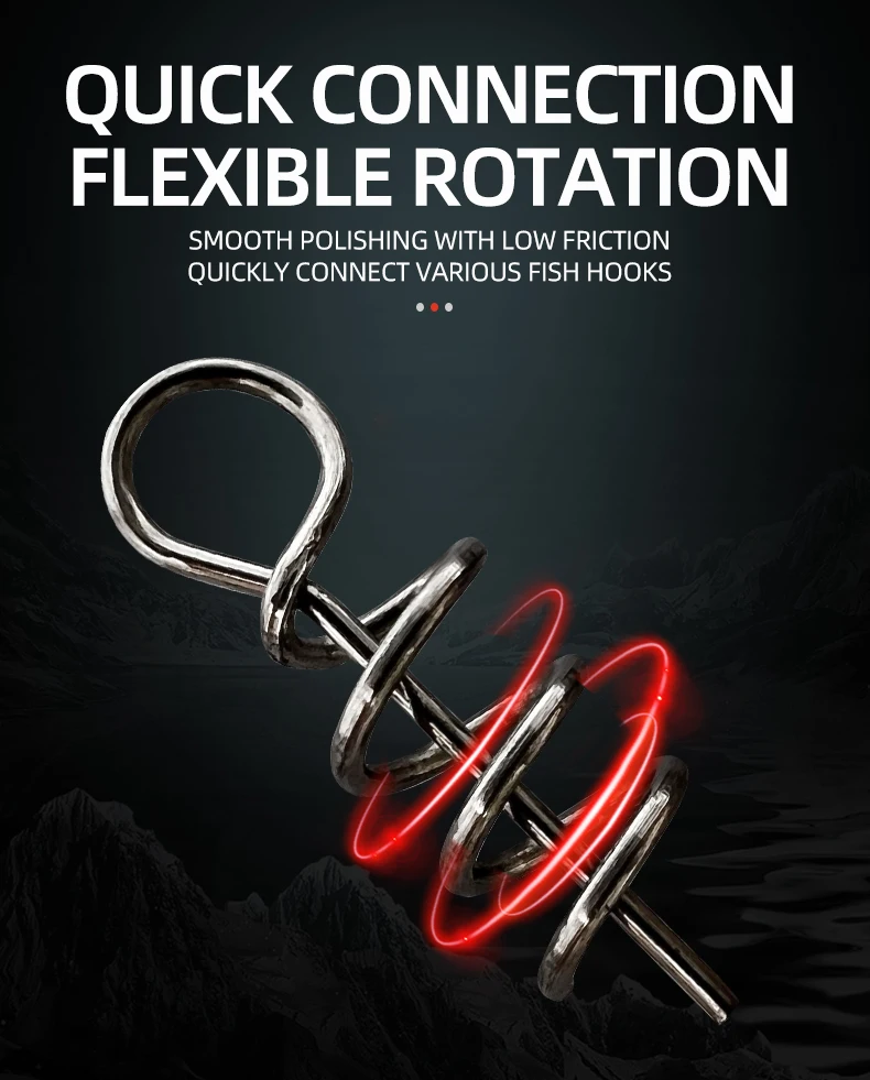 ShareShark 100 Stück Spring Lock Pin Angelverbinder Edelstahl Wirbelknöpfe für weiche Köder Angelzubehör Pesca – Detail 3